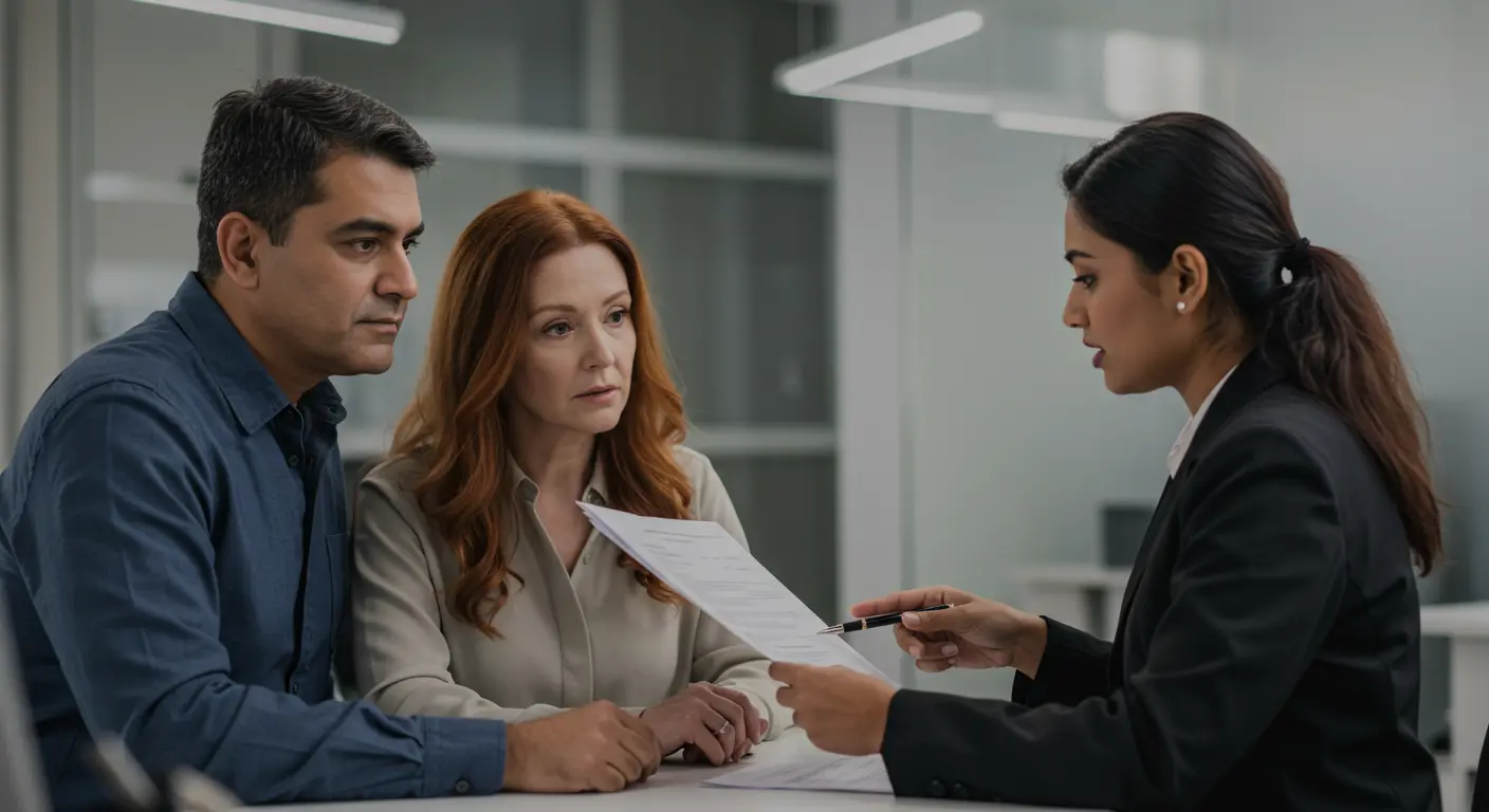 couple listening to insurance broker